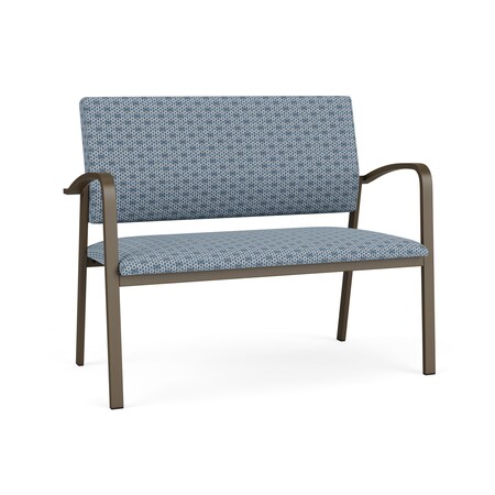 Lesro Newport 2 Seat Tandem Seating Metal Frame No Center Arms, Bronze, RS Rain Song Upholstery NP1501
